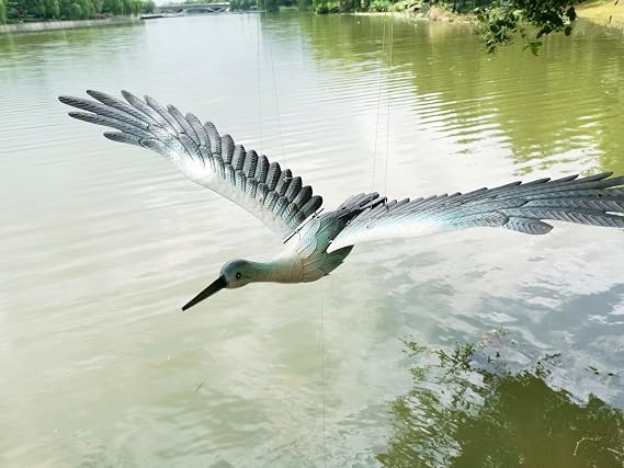 Flying Crane Bird with Moving Wings Bird Repeller Scarer Pest Control 170cm x 98 cm Crop Farm Protector Lifesize Decoy Deterrent | Pigeon | Seagull |