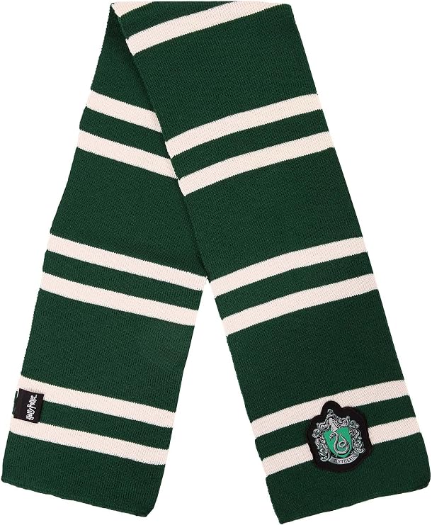 elope Harry Potter Deluxe Slytherin Knit Scarf - Embroidered Crest Patch, Officially Licensed - Green