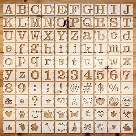 Fainne 100 Pcs 2 Inch Small Stencils for Painting, Alphabet Style