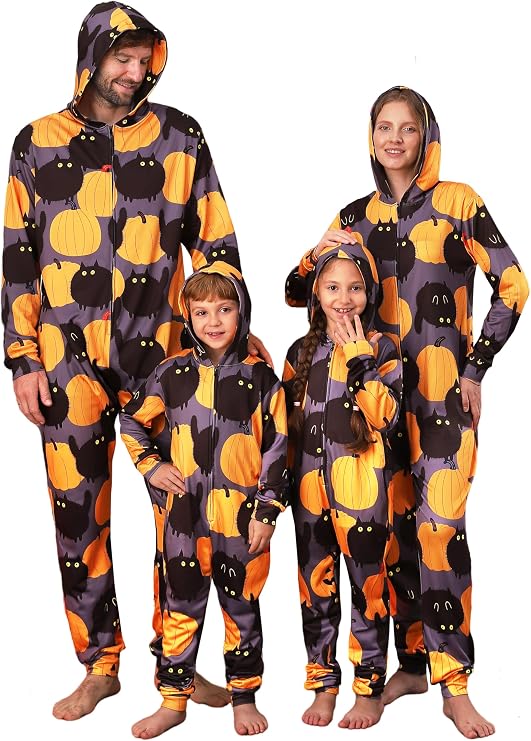 YEAXLUD Family Matching Halloween Costume Pajamas Adult Onesie for Couples Men Pjs Women's One-piece Sleepwear