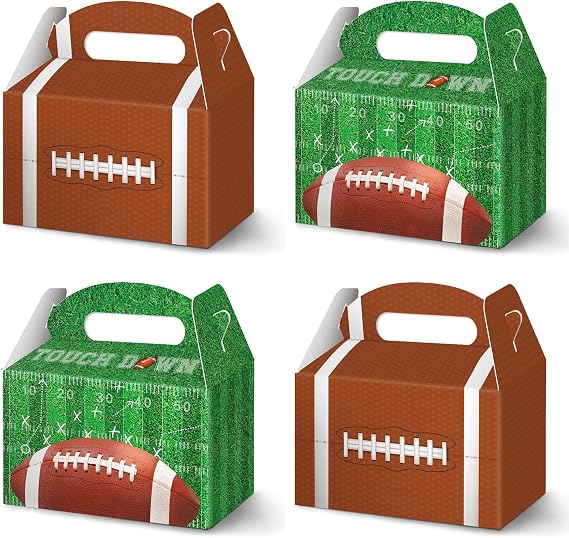KALEFO Super Football Bowl Party Treat Boxes Touch Down Favor Box Decorations Sports Theme Rugby Snack Themed Supplies(12Pcs