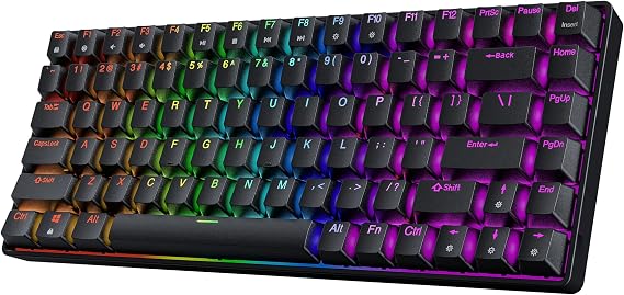 HK GAMING GK75 75% v3 | Hotswap Mechanical Gaming Keyboard | 84 Keys Multi Color RGB LED Backlit for PC/Mac Gamer | US Layout (Black, Mechanical Blue)