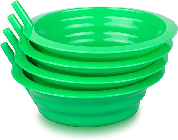 Cibi Cereal Bowls with Straws for Kids BPA-Free Plastic | Toddler Sip-A-Bowls with Built-In Straw for Cereal and Soup | Set of 4 Colorful Breakfast Bowls