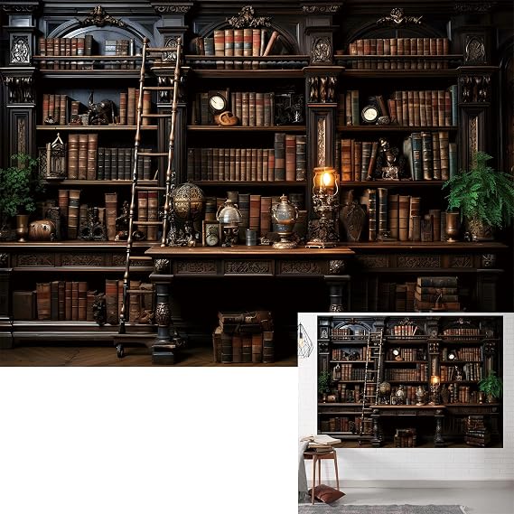 Medieval Bookshelf Backdrop Bookcase Photography Background