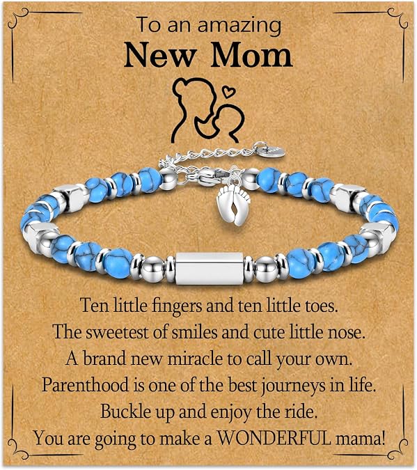 New Mom Gifts for Women, 1st Time Mothers Day Mom Mommy To Be Gifts for Women After Birth, Pregnancy Jewelry Gifts Bracelet for Mama