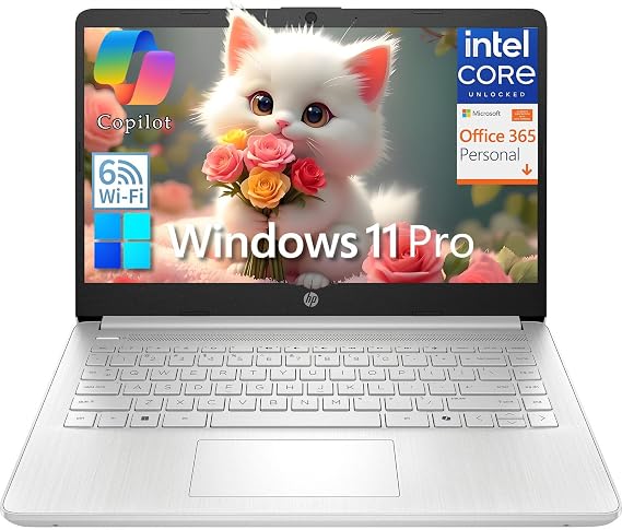 HP 14" Student Business Laptop Computer, Intel N150 CPU, 16GB DDR4 RAM, 128GB UFS, WiFi 6, BT 5.4, Win11 Pro S, Natural Silver