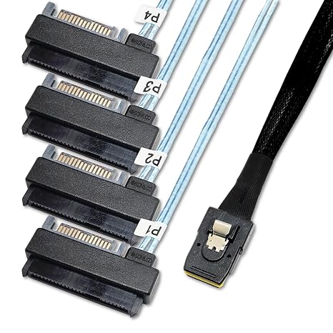 Sonilco Maximum Performance Cable Mini SAS 36P SFF-8087 to SFF-8482 HDD SATA Power Cord (2 Cables, 0.5 M / 1.6 Feet)