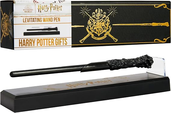 Harry Potter Floating Wand Pen with Magnetic Stand, HogwartsCollectibles in Gift Ready Box, Cool Desk Decor for Office, Gifts for Kids and Adults (Black 1 Pcs)