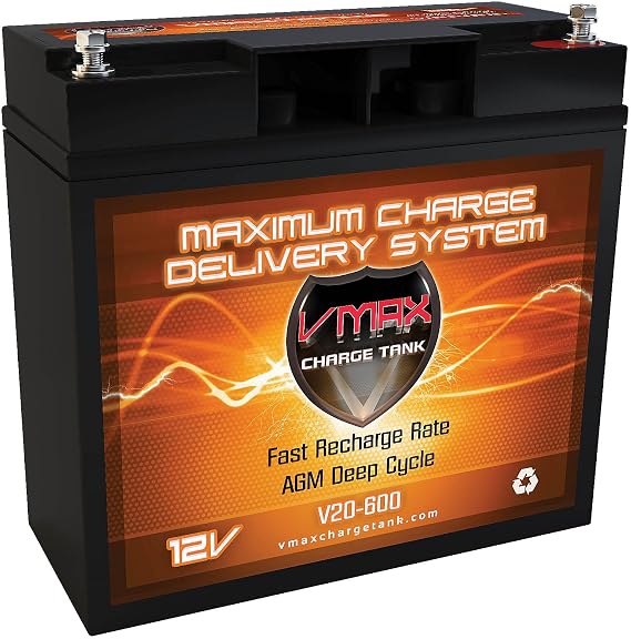 VMAX V20-600 Group 1/2 U1 Deep Cycle Rechargeable AGM Battery Replacement for X-treme XB-600 12V 20Ah Scooter Battery