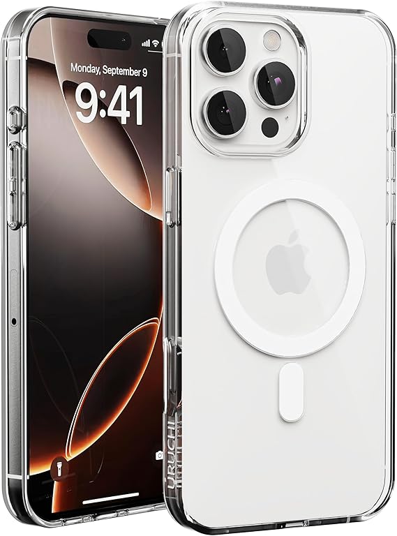URUCHI iPhone 12/12 Pro MagSafe ile Uyumlu Sararmaz Kılıf - Şeffaf PC, Mıknatıslı, İnce, Darbeye Dayanıklı, Çizilmez, Hafif, Premium Koruma, Şeffaf Kapak, Mıknatıslı, 12/12 Pro Koruyucu Kılıf