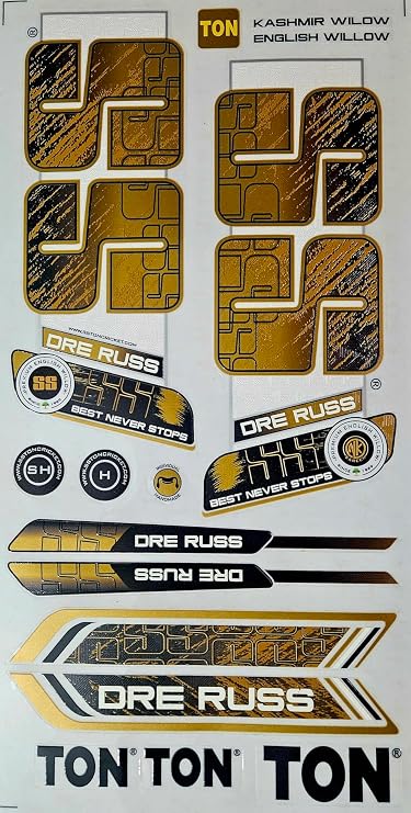 AYN Cricket Bat Sticker 4D Digital Embossed English Willow Fiber Tape Sports Accessories Protection, DR Gold