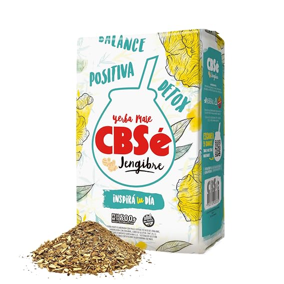 CBSe Yerba Mate Ginger 500g (1.1 lb) Loose Leaf Herbal Tea Argentine Yerba with Natural Ginger Flavor Bold, Warming, Naturally Caffeinated