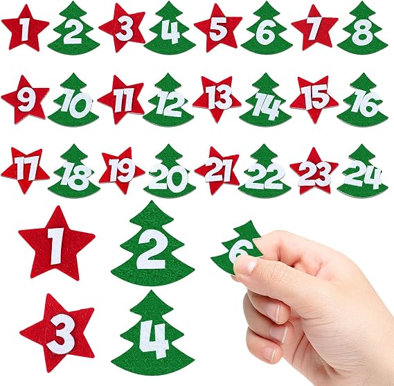 Marspark 24 Pcs Advent Calendar Numbers Felt Stickers, Simple
