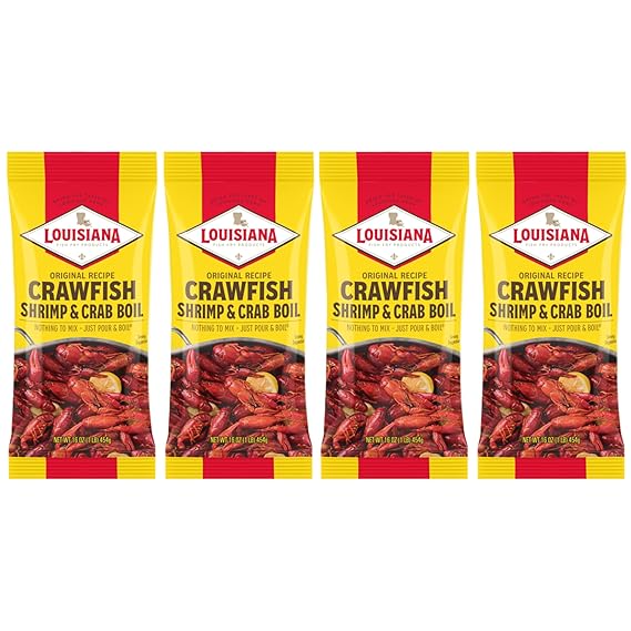 Louisiana Fish Fry Products Crawfish, Shrimp & Crab Boil Seasoning - Spicy & Delicious Seafood Powder Complete Seasoning - Low Salt Cajun Seasoning 16 oz (Pack of 4)