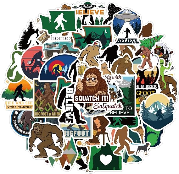 50Pcs Bigfoot Outdoor Nature Vinyls Stickers Laptop Sticker Waterproof Stickers Luggage Skateboard Water Bottle Stickers Decal Bicycle Bumper Snowboard Decorate Gift