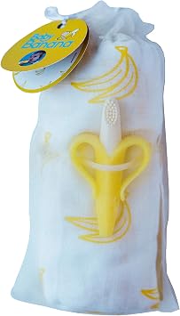 Blanket Gift Set - Baby Banana Infant Training Toothbrush Yellow and Soft, Banana Swaddle Blanket