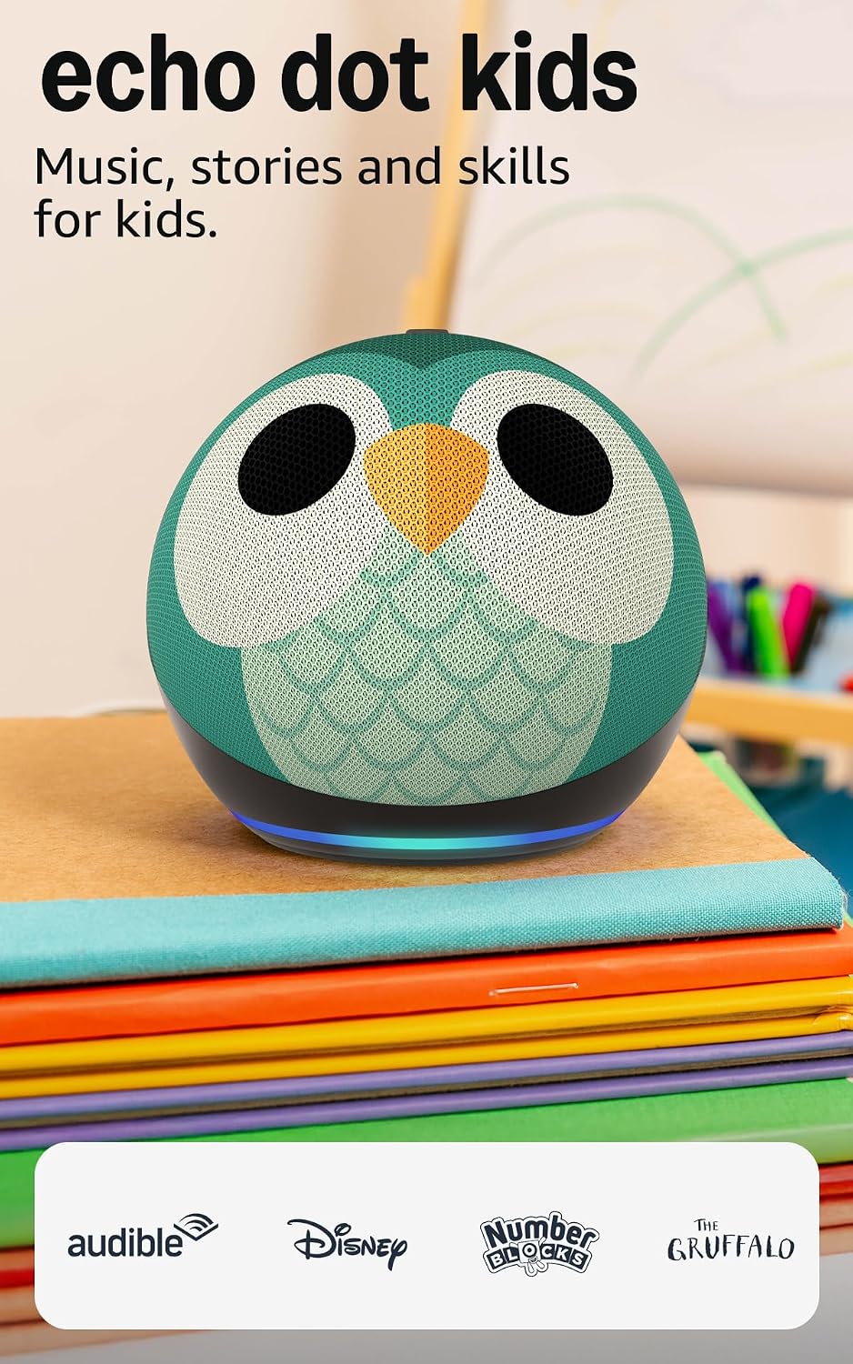 Echo Dot Kids (newest gen) | Wi-Fi and Bluetooth smart speaker | With 1 year of Amazon Kids+ content | Owl, with Alexa+ Early Access