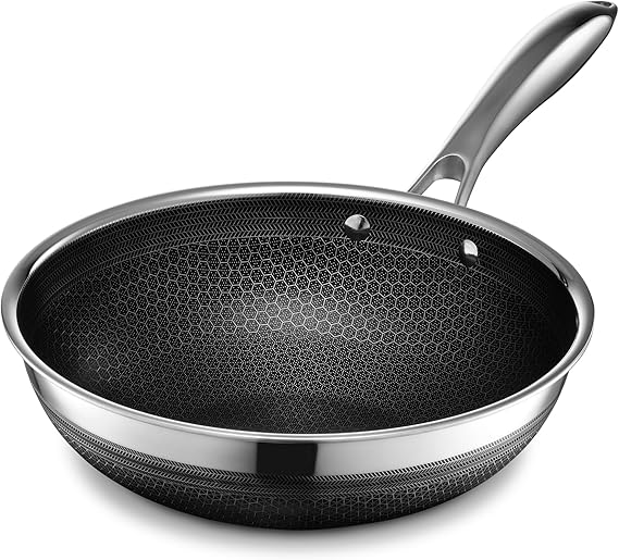 HexClad 10 Inch Hybrid Nonstick Wok, Stay-Cool Handle, Dishwasher and Oven Safe, Compatible with All Cooktops, Induction Ready