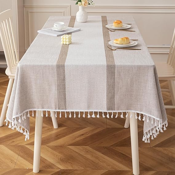 Deep Dream Table Cloth Rectangle Table, Rustic Waterproof Cotton Linen Tablecloths, Wrinkle Free Farmhouse Style TableCloths for Parties, Kitchen Dining, Holiday, 55" X 70", 4-6 Seats