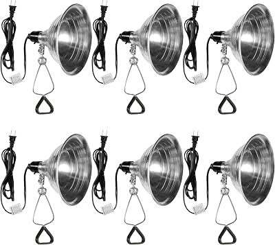 Simple Deluxe Clamp Lamp Light with 8.5 Inch Aluminum Reflector up to 150 Watt E26 Socket No Bulb Included 6 Feet 182 SPT-2 Cord, Silver, 6 Pack