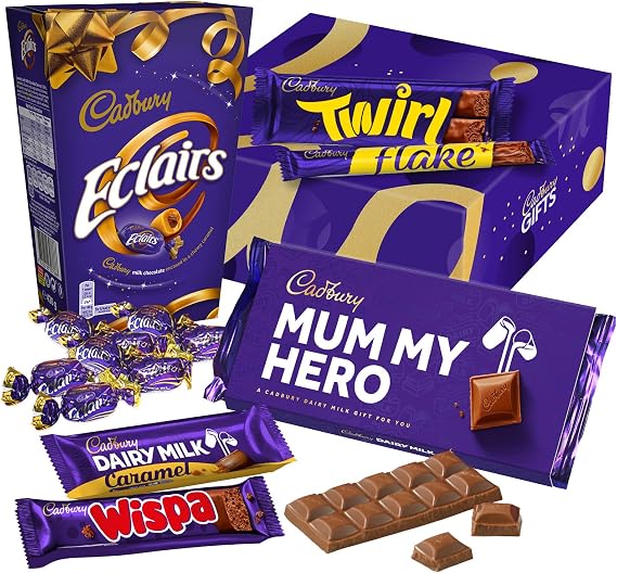 Cadbury "Mum My Hero" Chocolate - Full Size Cadbury Chocolate Bars including Flake, Caramel, Twirl, Dairy Milk and More. Mother's Day, Birthday, Easter gift for Mum