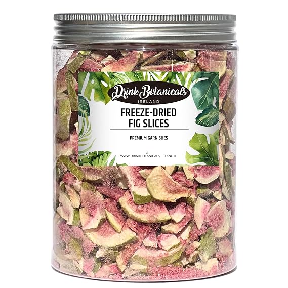 Drink Botanicals | Freeze Dried Figs, Fig Slices Chips | 100% Natural | 200+ Slices | Edible | 120 Grams, 4.23 oz | For Baking, Cereal Topper, Yogurt, Cake, Cocktail Decorations | PET Jar, GMO-Free