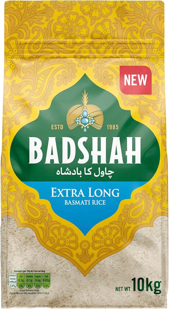 Badshah XL Extra Long Grain Basmati Rice, 10kg Bulk Bag
