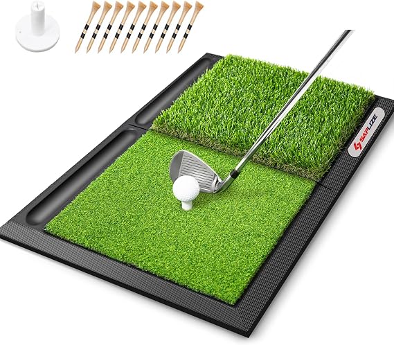 SAPLIZE Extra Large & Non-Slip Golf Hitting Mat, Foldable 2-in-1, for Indoor/Outdoor Driving and Chipping Training