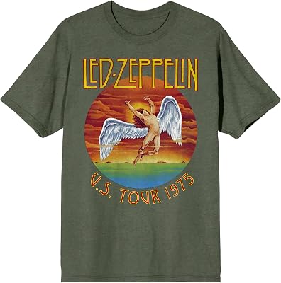 Led Zeppelin Icarus Sun U.S. Tour 1975 Adult Monterrey Heather Crew Neck Short Sleeve T-Shirt - 3XL