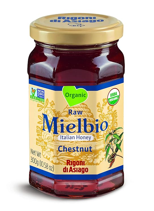 Rigoni di Asiago Mielbio Organic Italian Raw Chestnut Honey, 10.58oz (Pack of 1)