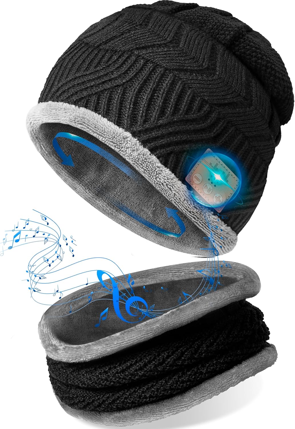 Gifts for Men Bluetooth Beanie Hat - Secret Santa Gifts Xmas Stocking Fillers for Men Women Teenagers Boys Girls Adults Christmas Eve Box Fillers, Cool Stuff Tech Gadgets Gifts Music Hat w Headphones