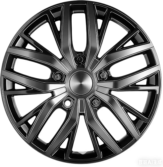 16 Inch Hubcaps with Adjustable Steel Retention Rings, Premium ABS Universal Fit, Set of 4 Wheel Covers (Black-Gunmetal Grey)