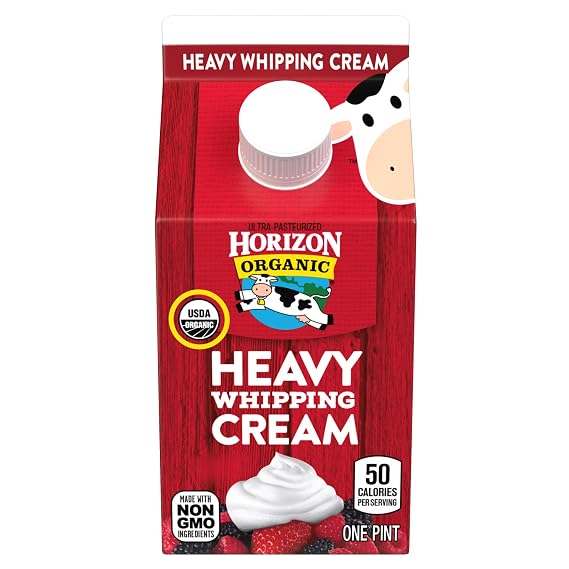Horizon Organic Heavy Whipping Cream, 16 fl oz Pint Carton | Ultra Pasteurized, Great for Making Organic Whipped Cream Topping and Cold Foam for Coffee