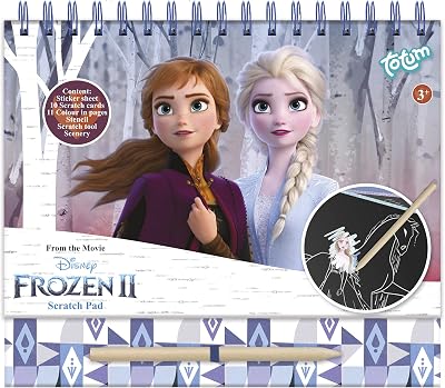 Frozen II Scratch Book: Scratch Book & Colouring Book with Stencils and Glitter Stickers with Anna & Elsa Activity Book for Home and Travel 681439