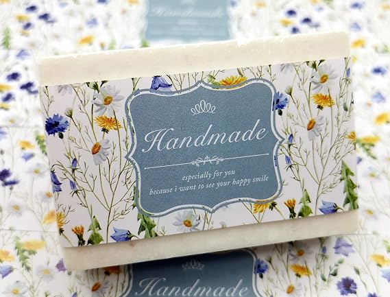 Wrap Paper Tape for Homemade Soap Bar Handmade Products 20pcs (Horizontal - Daisy)