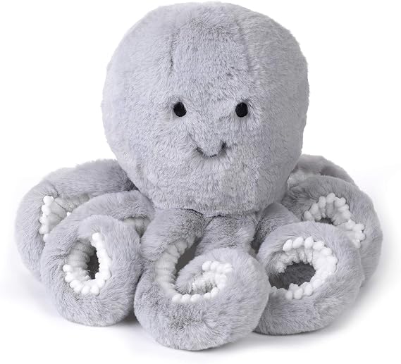Lambs & Ivy Ocean Blue Plush Gray Octopus Stuffed Animal Toy Stuffie - Inky