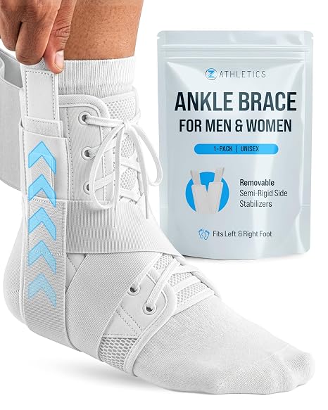 Reinforced Lace Up Ankle Brace for Men & Women, Sprained Ankle Support