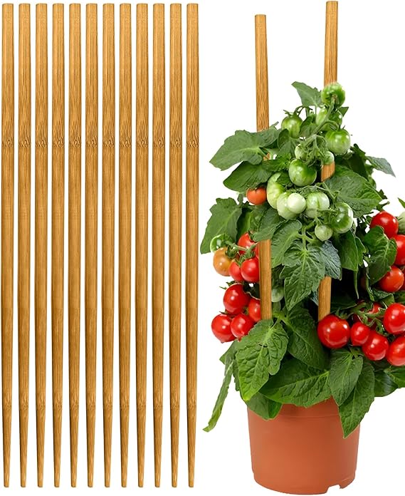 12 Pack 17.5 Inch Plant Stakes for Indoor Plants,Bamboo Sticks for Plants Bamboo Poles Plant Support Stakes Garden Supplies Tomato Trellis for Outdoor Plants