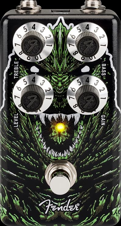Fender Godzilla Distortion Pedal Officially Licensed Guitar Effects Pedal with Active Treble & Bass EQ, High Gain Distortion for Electric Guitar, Rock & Metal Tones, Kaiju Artwork