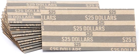 Sacagawea Dollar Coin Wrappers, 100 Flat Striped Coin Wrappers