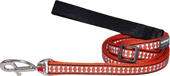 Red Dingo Reflective Dog Lead, Small, Orange
