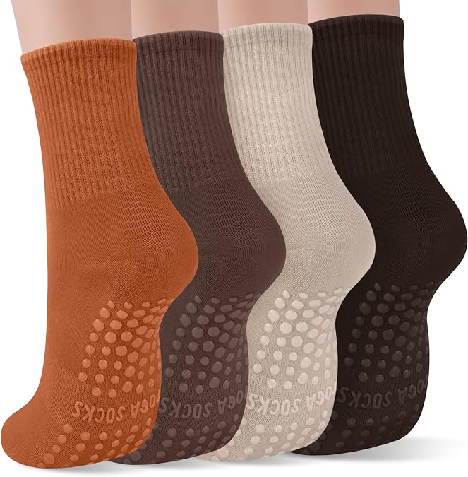 YSense Pilates Grippy Socks Woman, Grip Yoga Non Slip Crew Socks
