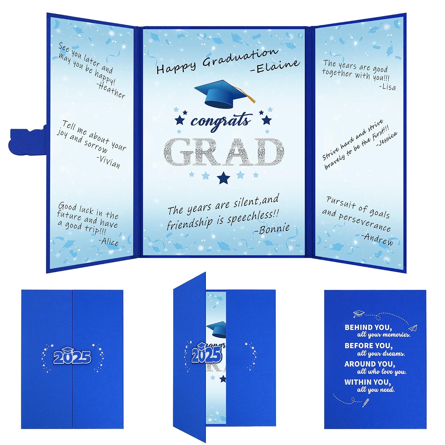 Vlipoeasn 2025 Graduation Guest Book Alternative, Blue Silver Class of 2025 Graduation Party Decorations, Graduation Signature Book for 2025 College High School, Unique Graduation Gifts for Friends