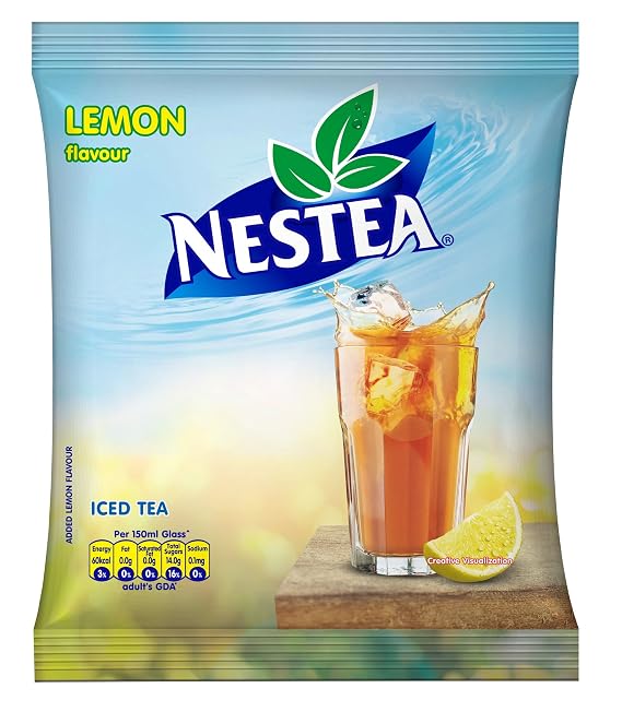 Nestea Iced Tea Lemon, 400 gram with Free Sipper, (makes 1 Litre) - Lemon Ice tea
