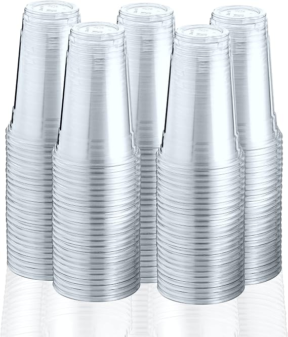 Green Direct 20 oz. Disposable Clear Drinking Plastic Cups for Boba Tea Ice Coffee 100 Pack