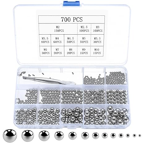 700 Pcs Stainless Steel Ball Bearings, 2-10mm, Precision