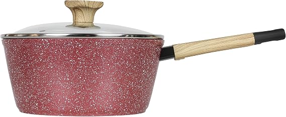 3 Quart Granite Nonstick Saucepan Cookware Set (Induction Compatible) (Canyon Red)