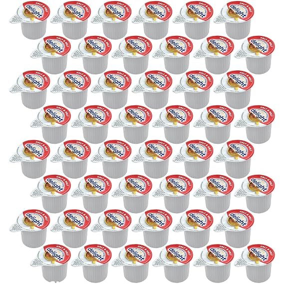 Half & Half Single Creamer, 48 pieces of Individual Coffee Creamers, Perfect Creamer Pods for Home, Office, Travel, Restaurants and Coffee Stations,