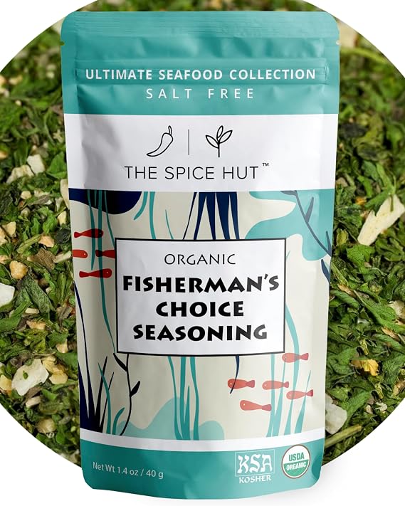 Organic Fisherman's Choice, Seafood Variety Spice Blend, 1.4 ounce, The Spice Hut, small pouch salt free