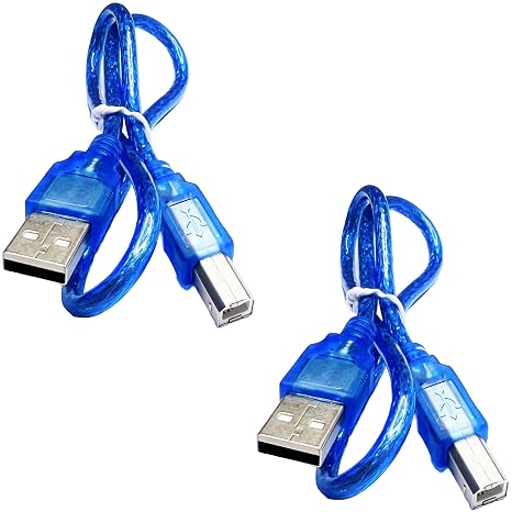 USB 2.0 Cable Type A to B Data Transfer Cable 50 cm, 2 Pieces
